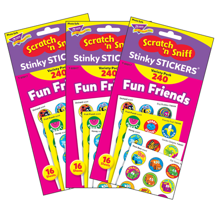 TREND ENTERPRISES Fun Friends Stinky Stickers® Variety Pack, 240 Per Pack, PK3 T83917